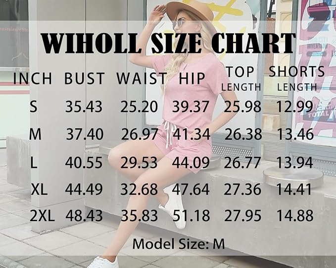 WIHOLL Two Piece Outfits for Women Lounge Sets Button Down Top and Shorts Set Sweatsuits with Pockets