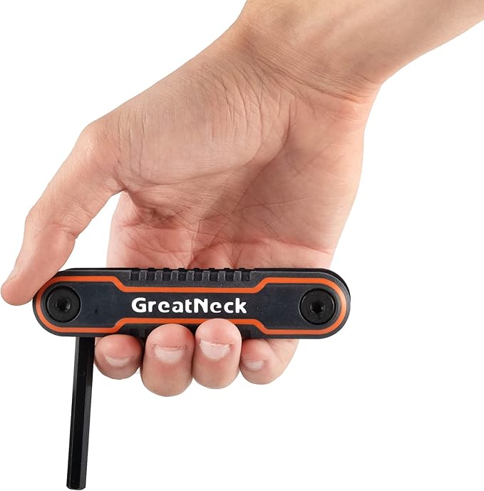 Great Neck 74206 25 Piece Folding Star, SAE, And Metric Hex Key Set, Allen Key Set, Labeled Wrench Sizes, Adjustable, Color Coded Body for Easy Identification