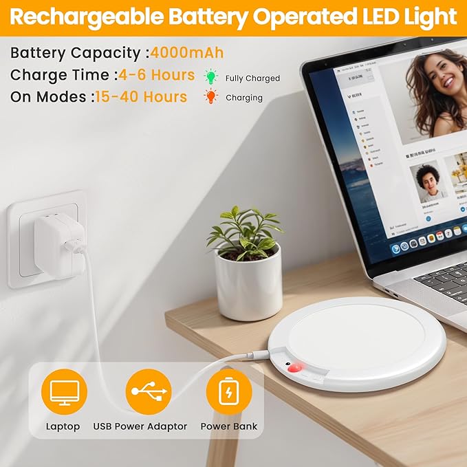 SunRider 4-Pack Rechargeable Motion Sensor LED Ceiling Light with Remote, Cordless Closet Lights Battery Operated, Dimmable 3CCT Magnetic Suction