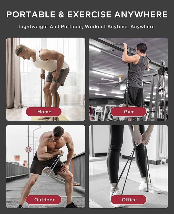 HAPBEAR Pull Up Assistance Bands Set of 5 - Resistance Bands for Working Out, Stretching, Physical Therapy, Muscle Training
