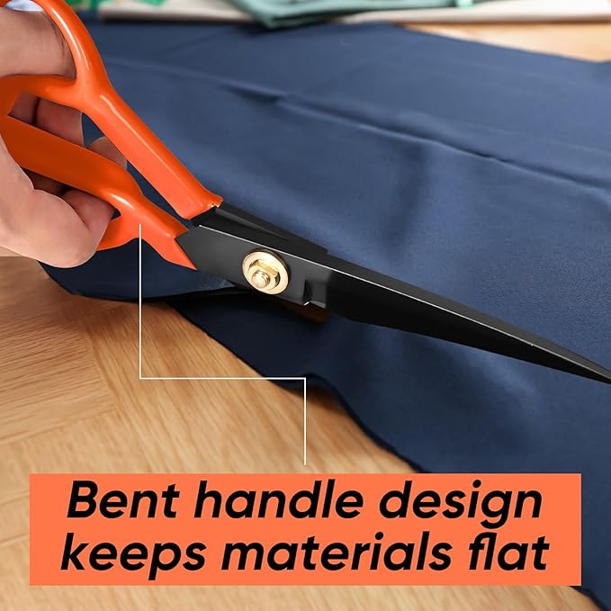 Professional Tailor Scissors Heavy Duty - Multi-Purpose Sewing Fabric Scissors for Leather Cutting Industrial Sharp Shears Home Office Arts, and Crafts (10 Inch) Orange