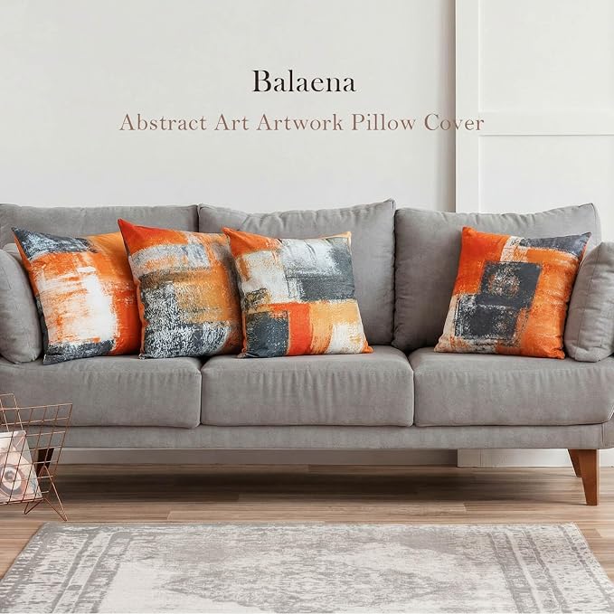 Burnt Orange Throw Pillow Covers 20x20 Set of 4 Decorative Cushion Cover Taupe Abstract Art Painting Pillow Covers for Sofa Couch Bedroom Living Room Outdoor Home Décor | Taupe & Burnt‑Orange Modern‑Art Cushion Cases, neutral aesthetic pillowcases for ...