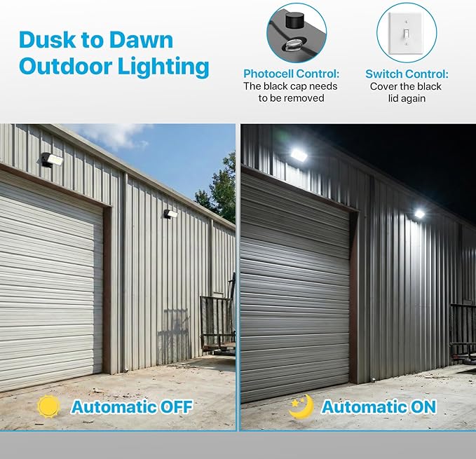 LED Wall Pack Light - 30W/40W/60W Dusk to Dawn Outdoor Lights Not Disturbing Neighbors - ππππ 5000K IP65 Full Cut Off Down Lights with Photocell for House Yard Barn Garage Porch Warehouse - 2Pack