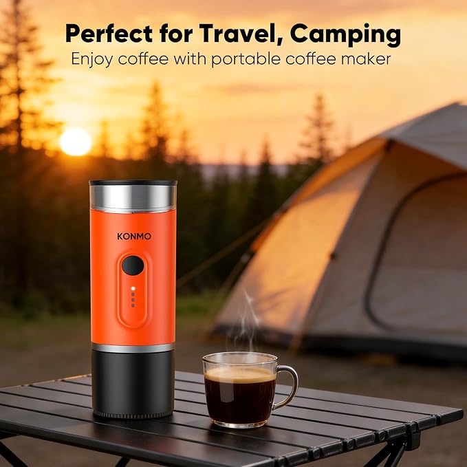 Portable Espresso Machine for Travel, Self-Heating Coffee Maker Works with Capsules & Ground Coffee, Type-C Rechargeable for Outdoor Camping Car RV Business Trips