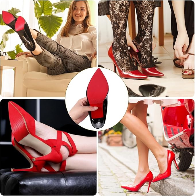 Red Bottoms Sole Protector,Shoe Sole Protector for Christian Louboutin, Anti Slip Shoe Grips Pads Compatible with Louboutin Shoes -2 Pairs(8.0"×4.5",Red)