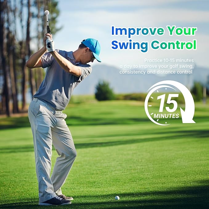 Retractable Golf Swing Training,Golf Training Aid,Golf Grip Trainer,Golf Accessories for Men,Right-Handed Strength & Tempo Training for Chipping Hitting