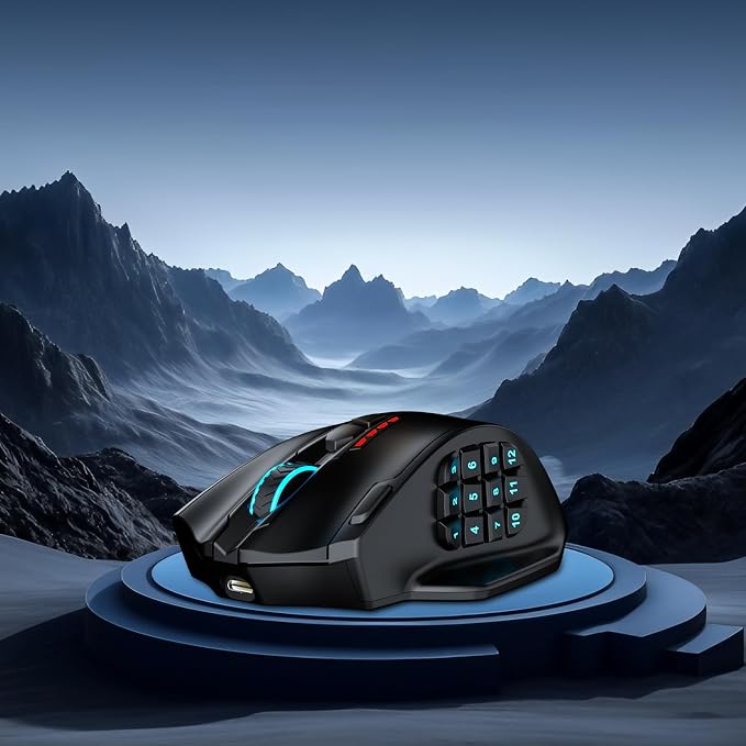 Redragon M913 MAX Wireless MMO Gaming Mouse 26000 DPI Remapping Keys | Cable-Free 0 Delay, Smooth Precise Tracking, Redefine Keybinding Macro, Vibing Backlight, Ergonomic Grip Body Comfort