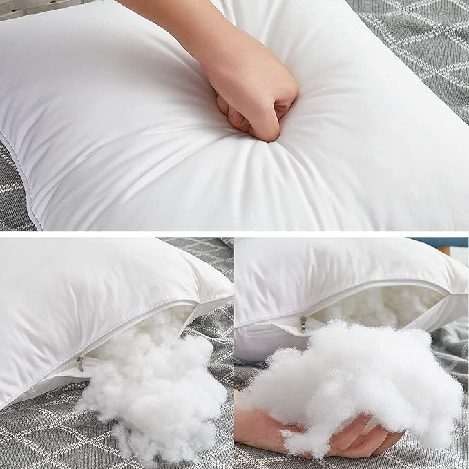 Leeden 30 x 30 Throw Pillow Inserts Set of 2, Fluffy Euro Pillows | Fluffy & Firm Down Alternative Euro Pillow Inserts with 100% Cotton Cover, Soft Square Pillow Forms for Couch & Living Room