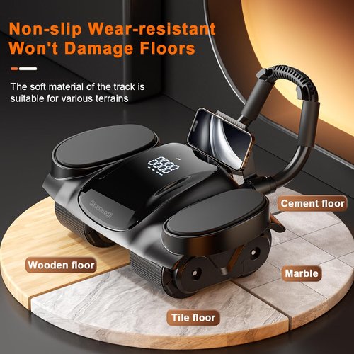 Ab Roller Wheel with Knee Mat - Abdominal Exercise Roller with Elbow Support, Automatic Rebound Abdominal Wheel, Abs Workout Equipment for Women Men