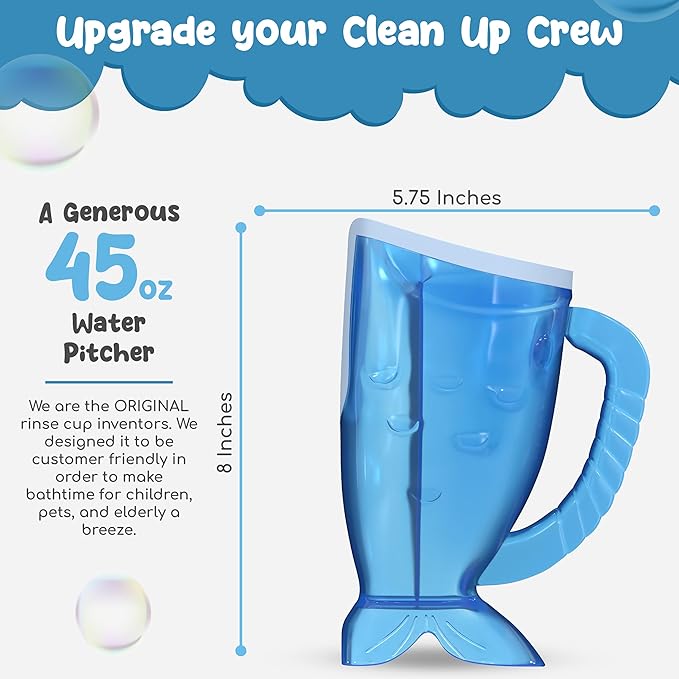 S.C. Products Fish Shampoo Baby Rinse Cup and Bath Pail - Tear-Free, Durable, BPA-Free, Safe, and Ergonomic Design for Hassle-Free Bathing | Blue