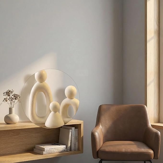 Abstract Family of 3 Collectible Figurines - White,Modern sculptures for home decor in living room, perfect as knick knacks for shelves and TV stand decor, adding elegant accents to your space.