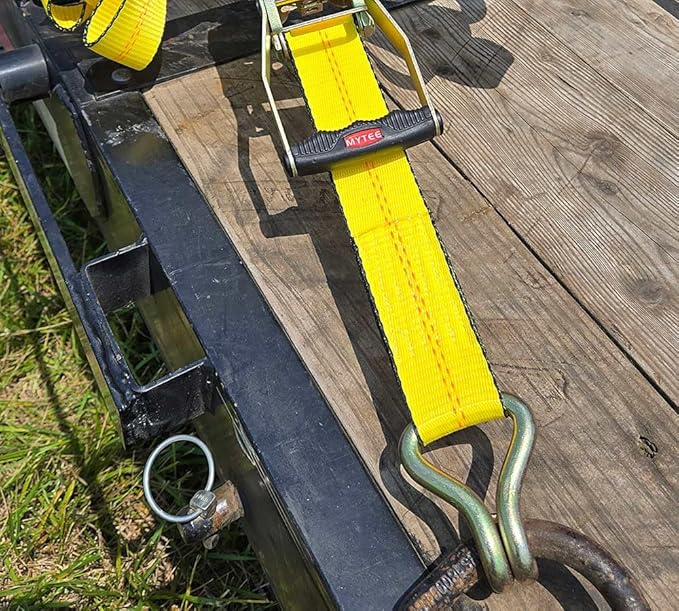 Mytee Products Ratchet Tie-Down Straps with Wire Hook, 2" x 27' Ratchet Strap | 10,000 Lbs Breaking Strength | Heavy Duty TieDown Ratchet Straps for Flatbed, Truck, Trailers Pickup (10 - Pack)