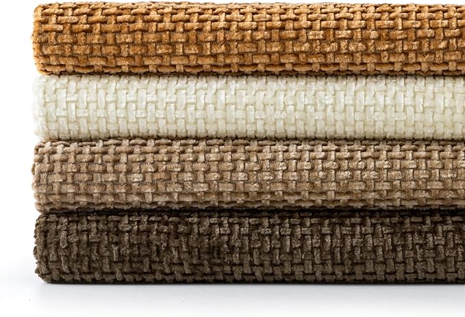 MIULEE Pack of 4 Brown Couch Throw Pillow Covers 18x18 Inch Soft Decorative Chenille Pillows Farmhouse Accent Cushions for Boho Fall Home Decor Sofa Bedroom Living Room