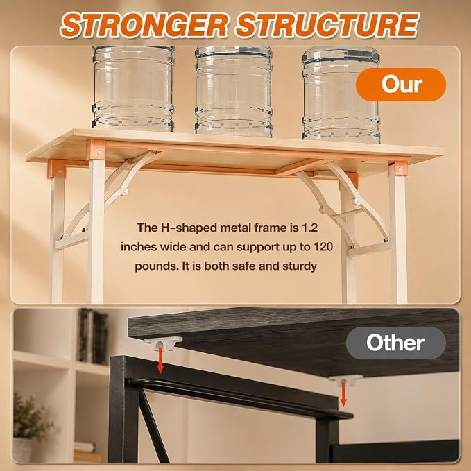 Folding Table Computer Desk - 43.3" No Assembly Folding Desk Design and Foldable Office Desk, Small Desk for Bedroom, Compact Storage Portable Use for Dorm and RV Small Space, White Ash