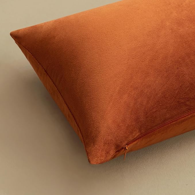 MIULEE MIULEEVelvet Euro Fall Throw Pillow Covers 24x24 Inch Pack of 2 Rust | Soft Solid Decorative Euro Sham, Modern Luxury Home Decor, for King Bed Sofa Couch Bedroom Livingroom