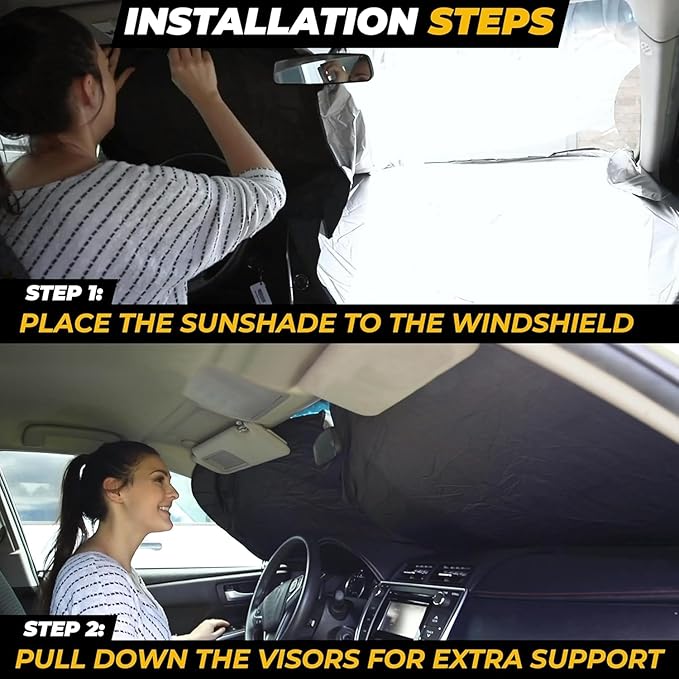 Autovir Truck Windshield Sun Shade Foldable ��� 280T Sun Visor Front Shield