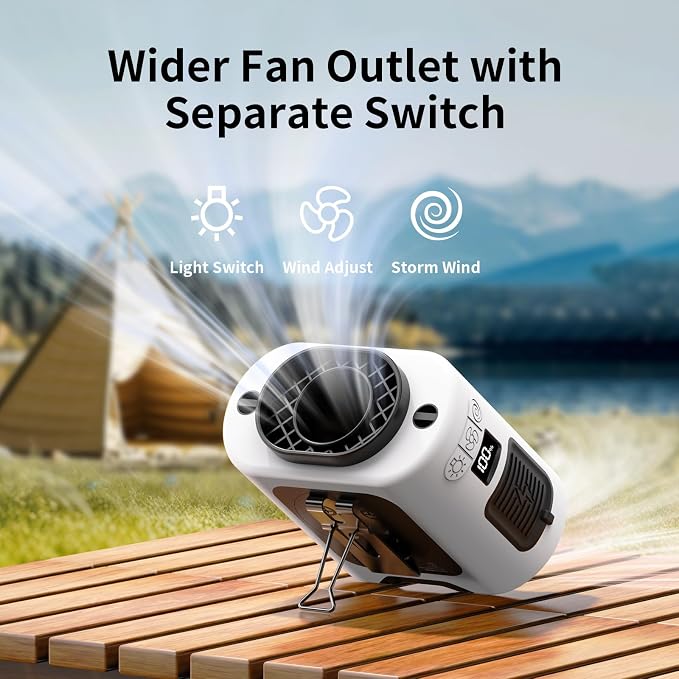 Socool 14500mAh Portable Waist Fan Clip on Belt 360 Rotation Wearable Rechargeable Personal Shirt Fan, 67H Cooling 5-Speed Battery Operated with Light, Neck Fan Hands-Free for Outdoor Jobsite Camping