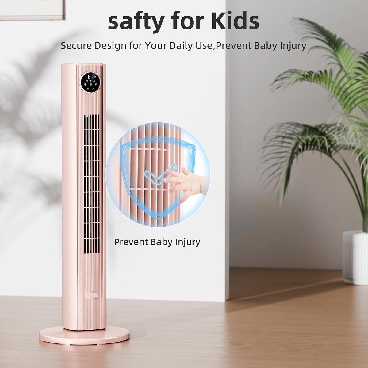 Antarctic Star 36" Tower Fan, Quiet Oscillating Cooling Fan with 12H Timer & Remote Control, 4 Modes & 3 Speeds Bladeless Standing Fan for Bedroom, Home Office & Indoor Living, Space-Saving, Pink