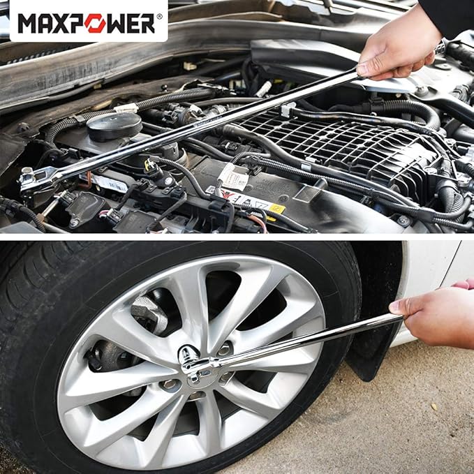 MAXPOWER 1/2-Inch and 3/8-Inch Drive Dual-drive 24-Inch Breaker Bar Flex Handle