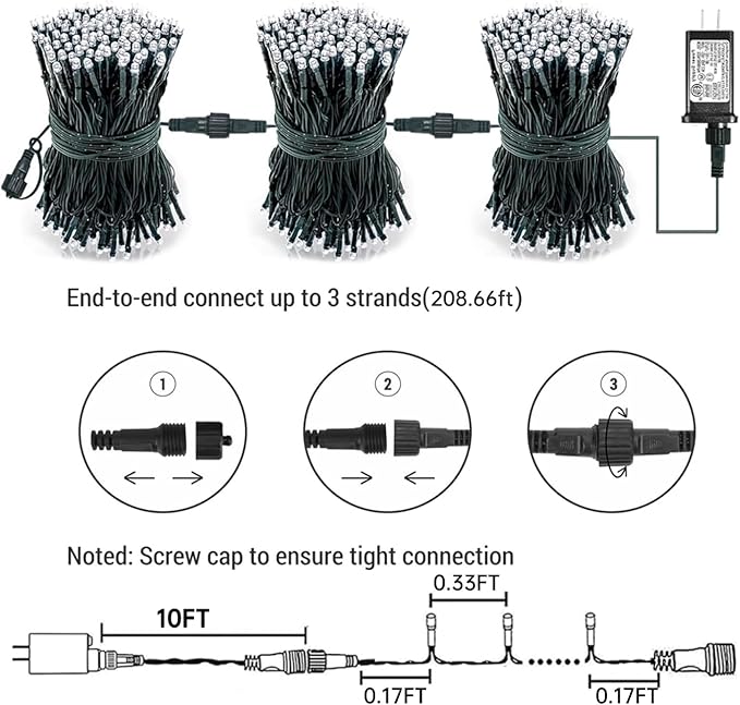 66FT 200LED String Lights, Purple Halloween Lighting with 8 Modes, Indoor Outdoor Decorative Fairy Light for Holiday, Tree, Window, Party