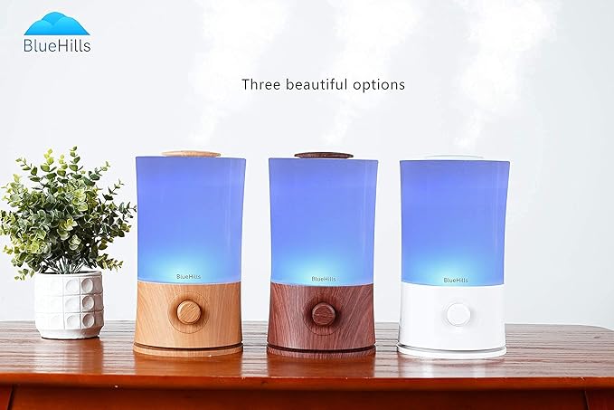 BlueHills Premium Set of Two Large 5000 ML XL and 2000 ML Essential Oil Diffusers Humidifier Combo for Large Room Home with Décor LED Lights Great Gift – Value Pack of White and Dark Wood Grain