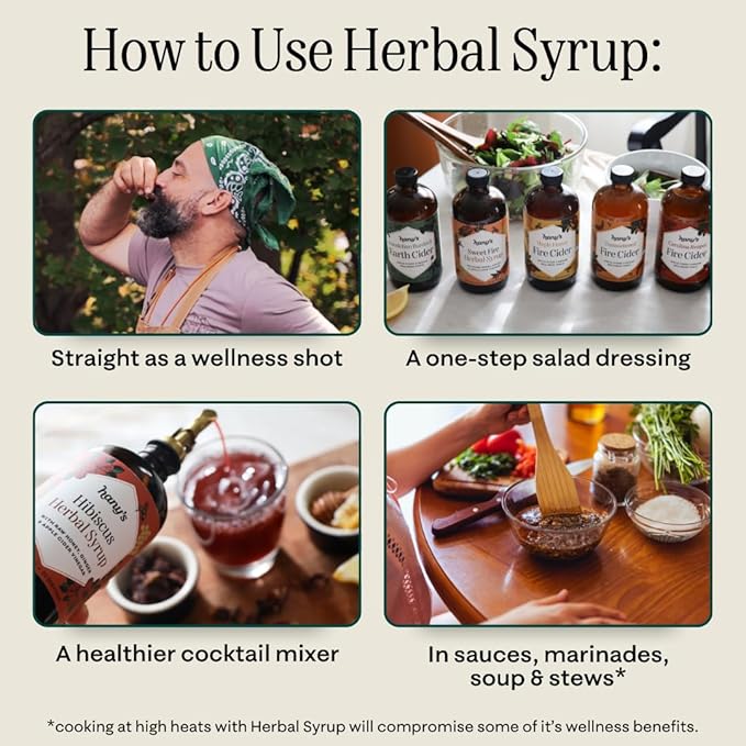 Hany's Harvest Elderberry Herbal Syrup – 16 fl oz | All-Natural Wellness Tonic, Apple Cider Vinegar, Raw Honey & Elderberry | Non-GMO, Gluten-Free, Handcrafted