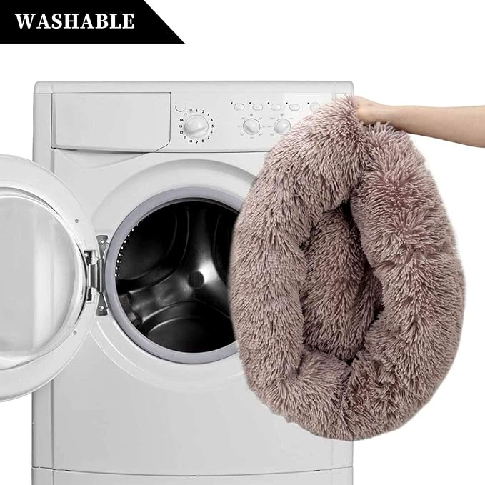 Warming Round Dog Bed for Small, Medium and Large Dogs & Cats, Short & Long Plush Pet Bed, Luxurious Faux Fur Donut Cuddler, Bolster Pet Bed & Sofa, Machine Washable 80CM 32Inch