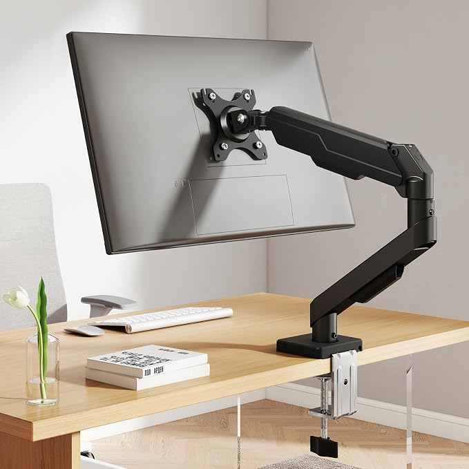 5Rcom Single Monitor Arm for 13-35 Inch Computer Screens | Fully Adjustable Heavy Duty Mount, Holds 22lbs, Fast Install, Cable Management, Black