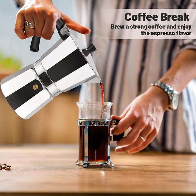 12 Cup Aluminum Moka Pot Classic Stovetop Espresso Coffee Maker 600ml 20oz Coffeemaker Percolator Mocha Pot Greca Coffee Maker Cafe Makers for Italian and Cuban Café Brewing Silver