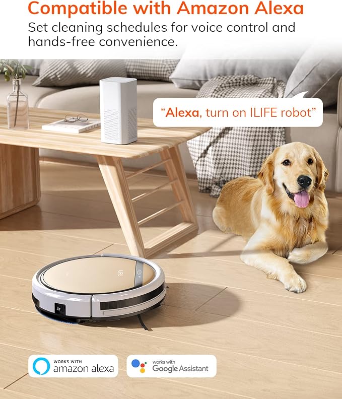 ILIFE V5s Plus Robot Vacuum and Mop Combo with Wi-Fi/App/Alexa, Automatic Self-Charging Robotic Vacuum Cleaner, Slim and Quiet, Cleans Hard Floors Carpets and Pet Hair (V5s Pro Upgrade Version) | Remote, App & Voice Control, Automatic Self-Charging, Sl...