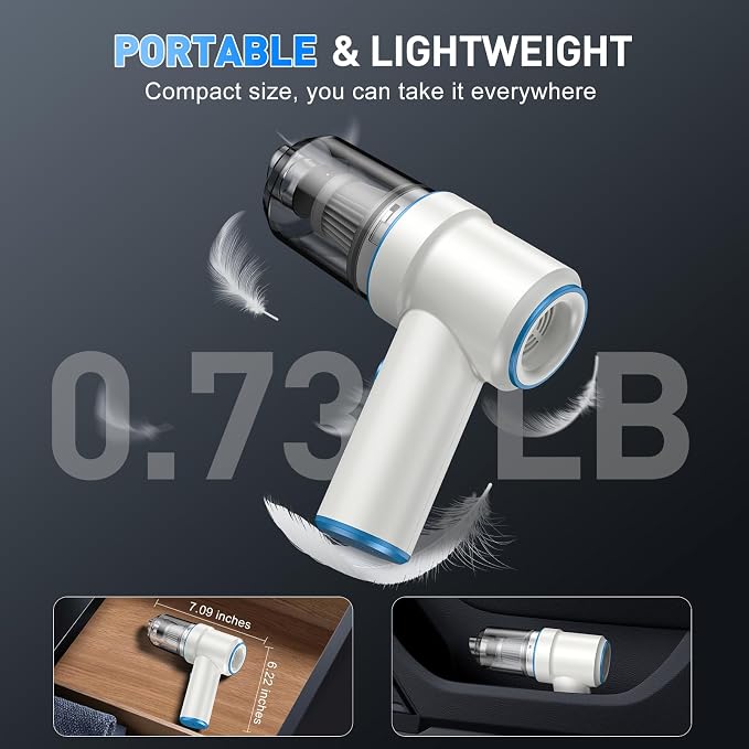 KMM Handheld Car Vacuum Cleaner, 9000PA Vacuum Cleaner & Air Duster, 120W High Power Vacuum Portable Cordless, Hand Held Vacuum Rechargeable with Multi-Nozzles & LED Light for Home, Car, Office