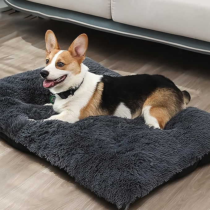 Dog Crate Mat, Dog Bed for Large Dogs, Comfy Fluffy Kennel Pad Anti-Slip for Dog beds & Furniture, Quilted Dog Bed for Pets for Medium/Small Dogs Cats (Color : Red, Size : 16.9x11)