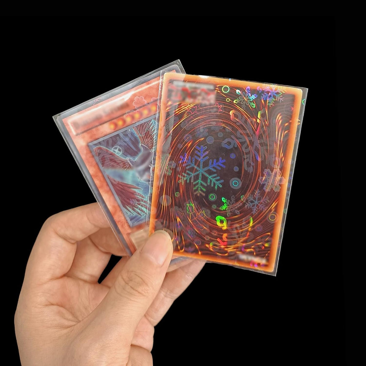 Skiennix Holographic Card Sleeves - 100 PCS Colorful Snowflake Design for Kpop & TCG Cards | 65x90mm