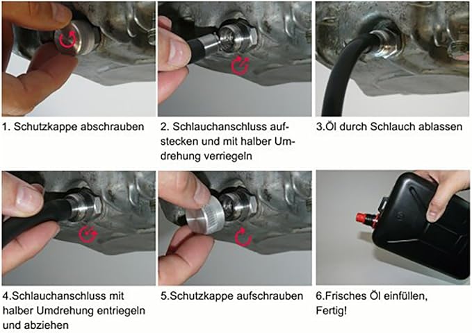 Stahlbus Oil Drain Valve Plug M26x1.5x12mm Steel - CLEAN, EASY, NO TOOL Oil Change - Includes Oil Drain Plug, Washer, Cap, Connector, Silicone Hose