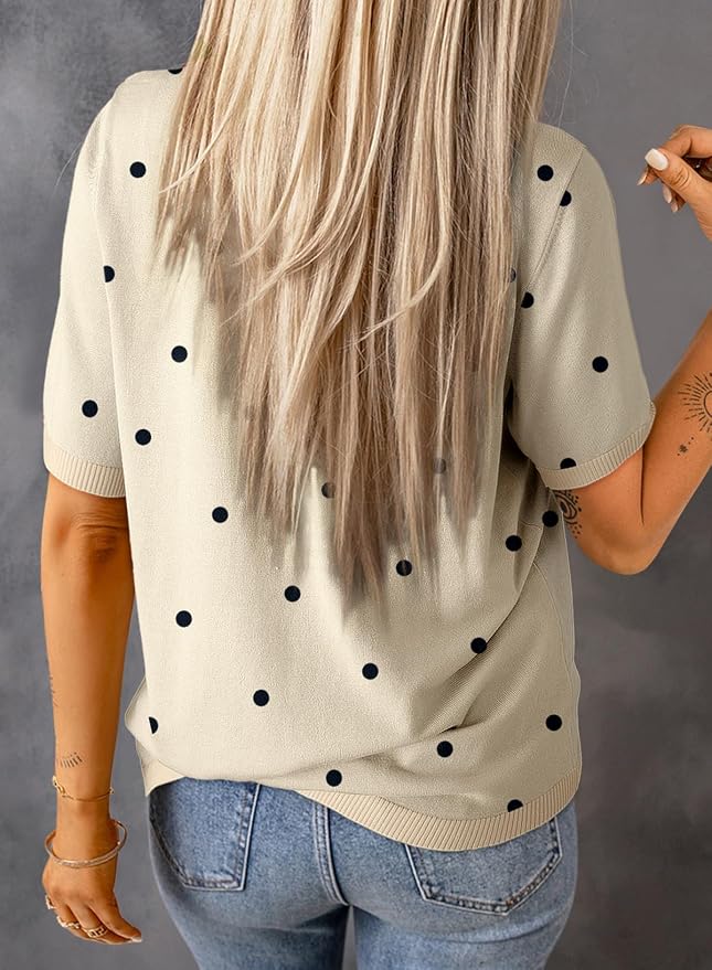 Dokotoo Womens Tops 2026 Casual Summer Crewneck Short Sleeve Striped Color Block Knit High Low Trendy Pullover Sweaters