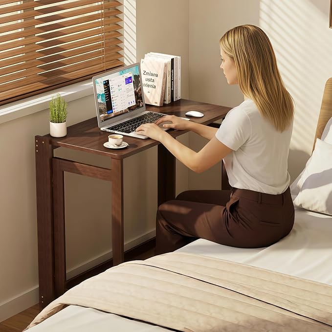 Folding Desk for Small Spaces, Bamboo Foldable Desk, Small Computer Table | Small Computer Desk, Mid Century, Fold Out,Compact Size, for Bedroom, Living Room, Apartment, Home Office