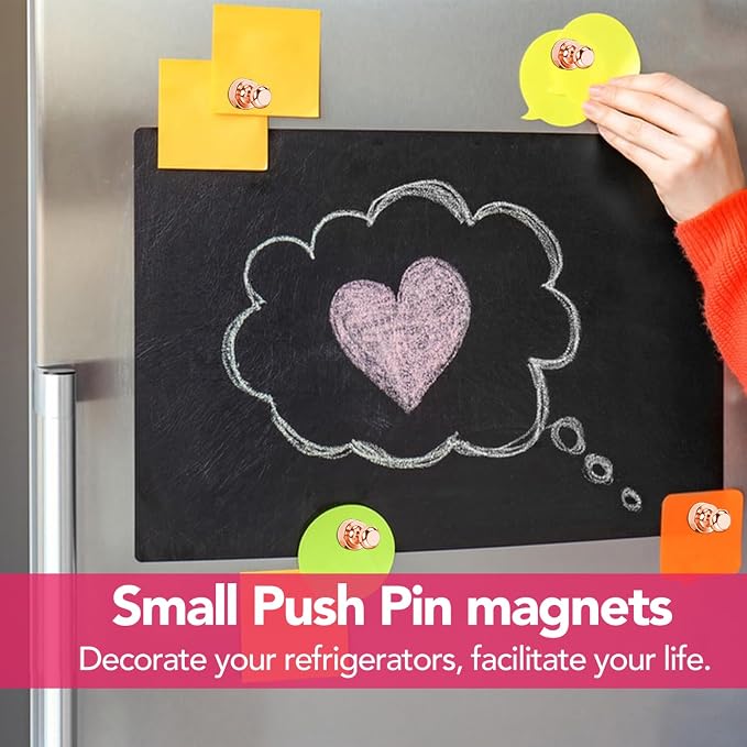 LOVIMAG Fridge Magnets 18Pcs for Refrigerator Whiteboard, Rose Gold | Small Strong Neodymium Metal Cute Push Pin for Classroom, Kitchen, Accessories Decorative, Office, Calendar