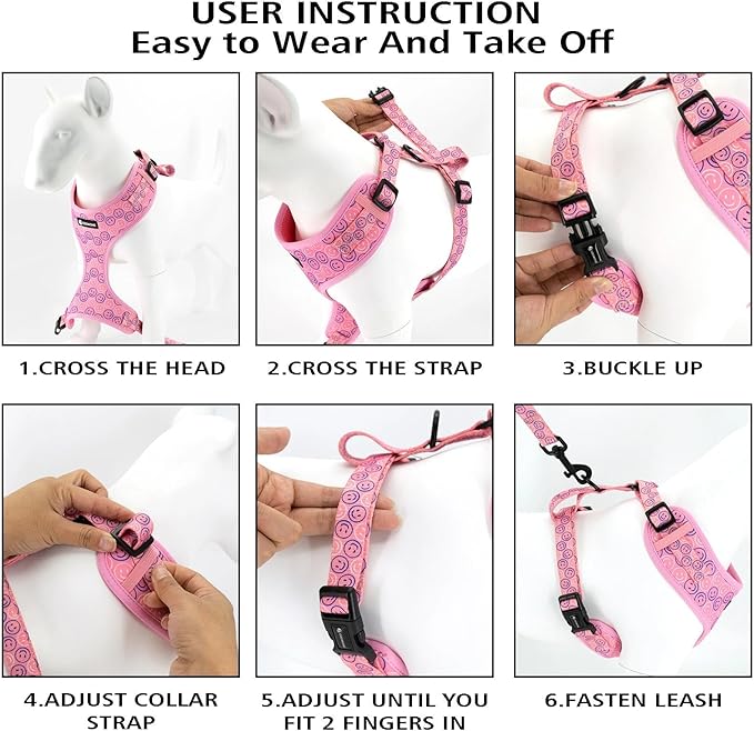 Dog Cat Harness and Leash Set, Puppia Soft Mesh Padded and Adjustable Puppy Vest Cute Dog Clothes Escape Proof Easy Walk Pet Accessories (Grapefruit, L (Neck 15.7"-21"; Chest 19.6"-28.3"))