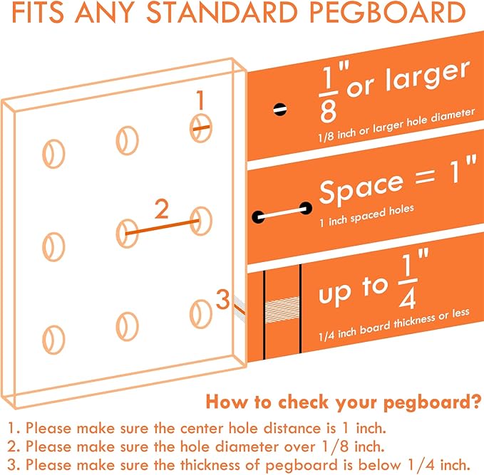 2 Pack Pegboard Shelves with Brackets, Peg Shelf Board with Hooks Fits 1/8" 1/4" Pegs Slots, Peg Board Organizer Accessories Various Tools Storage Arrange System for Garage Craft Workshop (Brown)