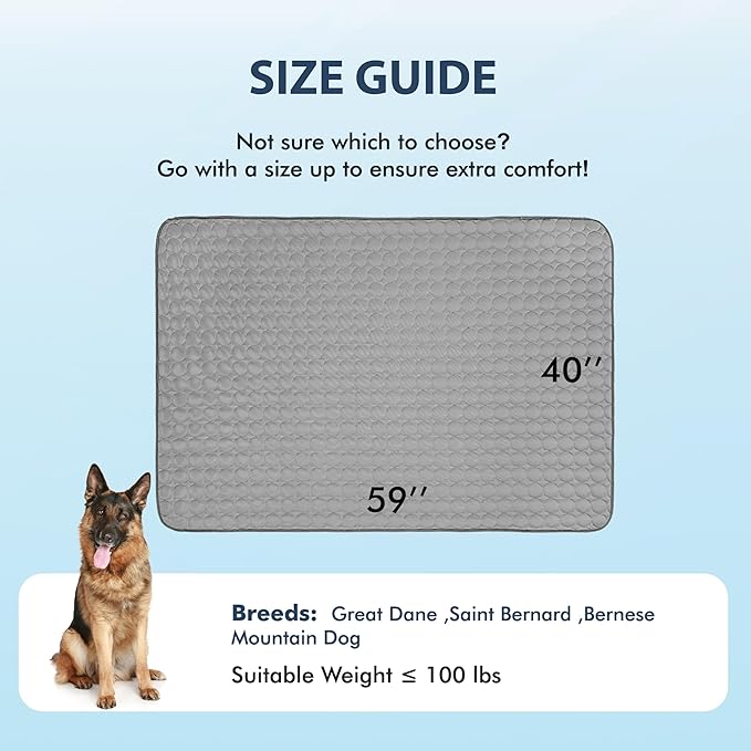 MICROCOSMOS Summer Cooling Mat & Sleeping Pad- Water Absorption Top, Materials Safe, Easy Carry, EZ Clean. Keep Cooling for Pets, Kids and Adults.(Dark Grey, 59" x 40")