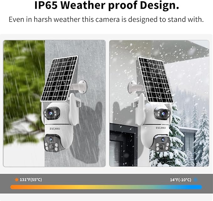 Solar Security Cameras Outdoor Wireless,Cameras for Home Security with Dual Lens,360° View Pan/Tilt,Color Night Vision,2-Way Audio,SD/Cloud Storage,2.4GHz WiFi(2 Pack)