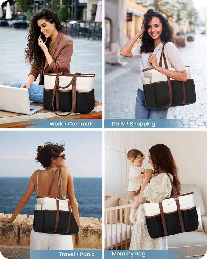 LOVEVOOK Work Tote Bag for Women, 17 lnch Laptop Bag for Women, Nurse Teacher Tote Bag, Utility Professional Computer Bag For Work/Travel/College/Daily, Large Purse Handbag With Multi Pockets