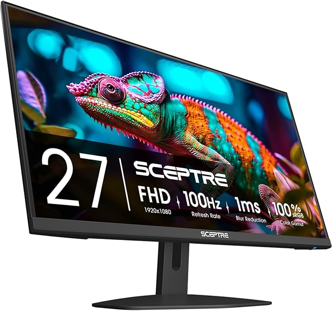 Sceptre 27-inch Prime Gaming Monitor 100Hz 1ms DisplayPort HDMI x2 100% sRGB AMD FreeSync Build-in Speakers, Eye Care Frameless Machine Black 2025 (E275W-FW100T Series) | 1ms Blur Reduction/5ms G-to-G, 100% Srgb, Amd Freesync, Dp1.2 Plus 2×hdmi2.0, 2×2...