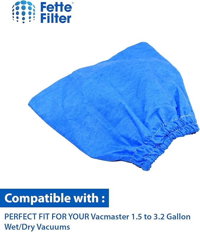 Fette Filter -12 Premium VRC2 Cloth Filter Compatible with Vacmaster 1.5 to 3.2 Gallon Wet/Dry Vacuums. Washable and Reusable Value Pack of 12 Premium Bags