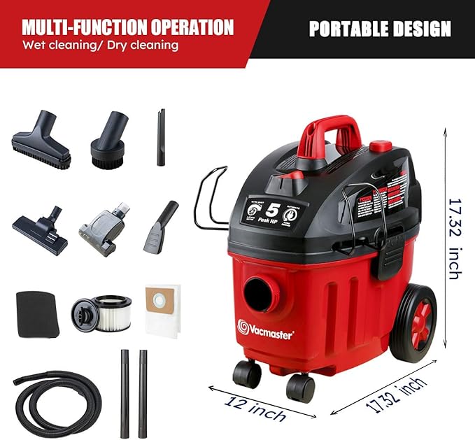 Vacmaster VF408 4 Gallon Wet/Dry Vacuum Cleaner with 2-Stage Motor