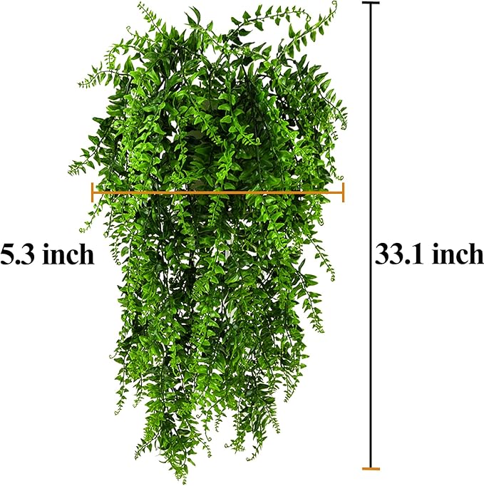 HERCOCCI 2 Pack Reptile Plants, Terrarium Hanging Plants Vines Artificial Leaves Habitat Decorations with Suction Cup for Bearded Dragon Hermit Crab Lizard Snake Geckos Chameleon
