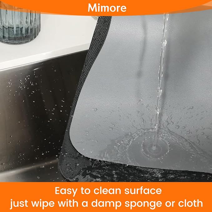 Mimore Coffee Mat - 16x24 Inch Coffee Bar Mat for Countertop - Absorbent, Hides Stains, Rubber Backed - CoffeeBar Accessories Dish Drying Mat Fit Under CoffeeMaker Espresso Machine