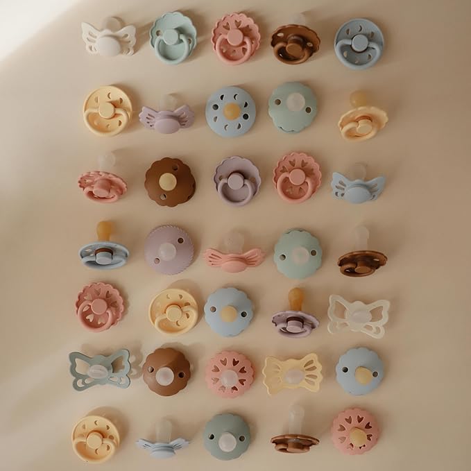 FRIGG Daisy SilkySoft Silicone Baby Pacifier | Made in Denmark | BPA-Free (Biscuit/Lily Pad, 6-18 Months)