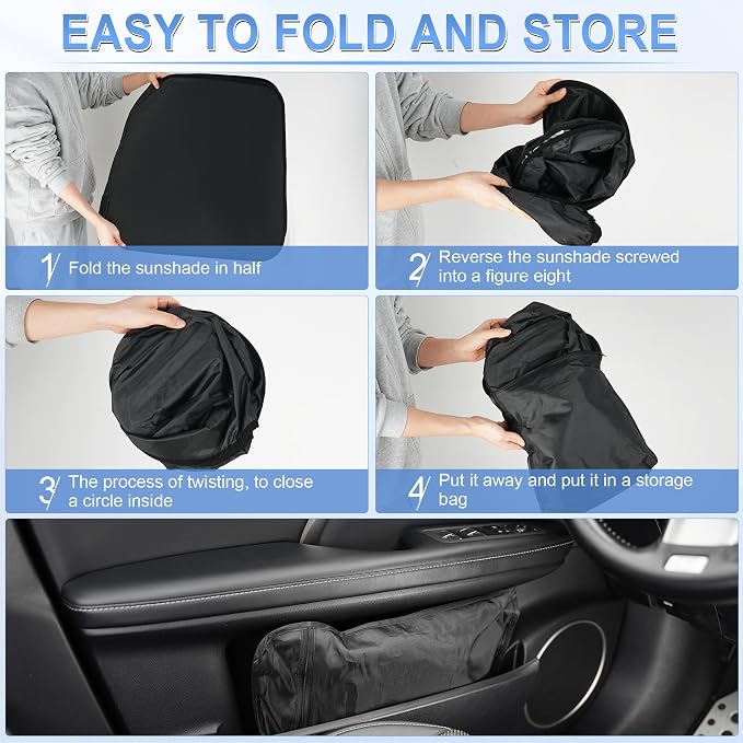 SINGARO 300T Universal Car Windshield Sun Shade, Foldable Reflective for Windshield & Window Shades with Overlapping Design, Car Interior Accessories (57" L x 36.2" W)