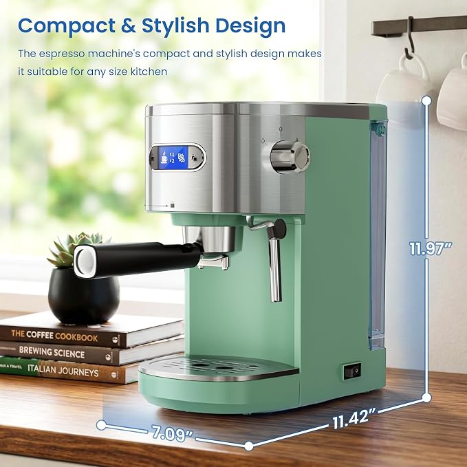 COWSAR Espresso Machine,Expresso Coffee Machines,Espresso Maker with Milk Frother Steam Wand & 40oz Removable Water Tank,Stainless Steel Compact Cappuccino & Latte Machine